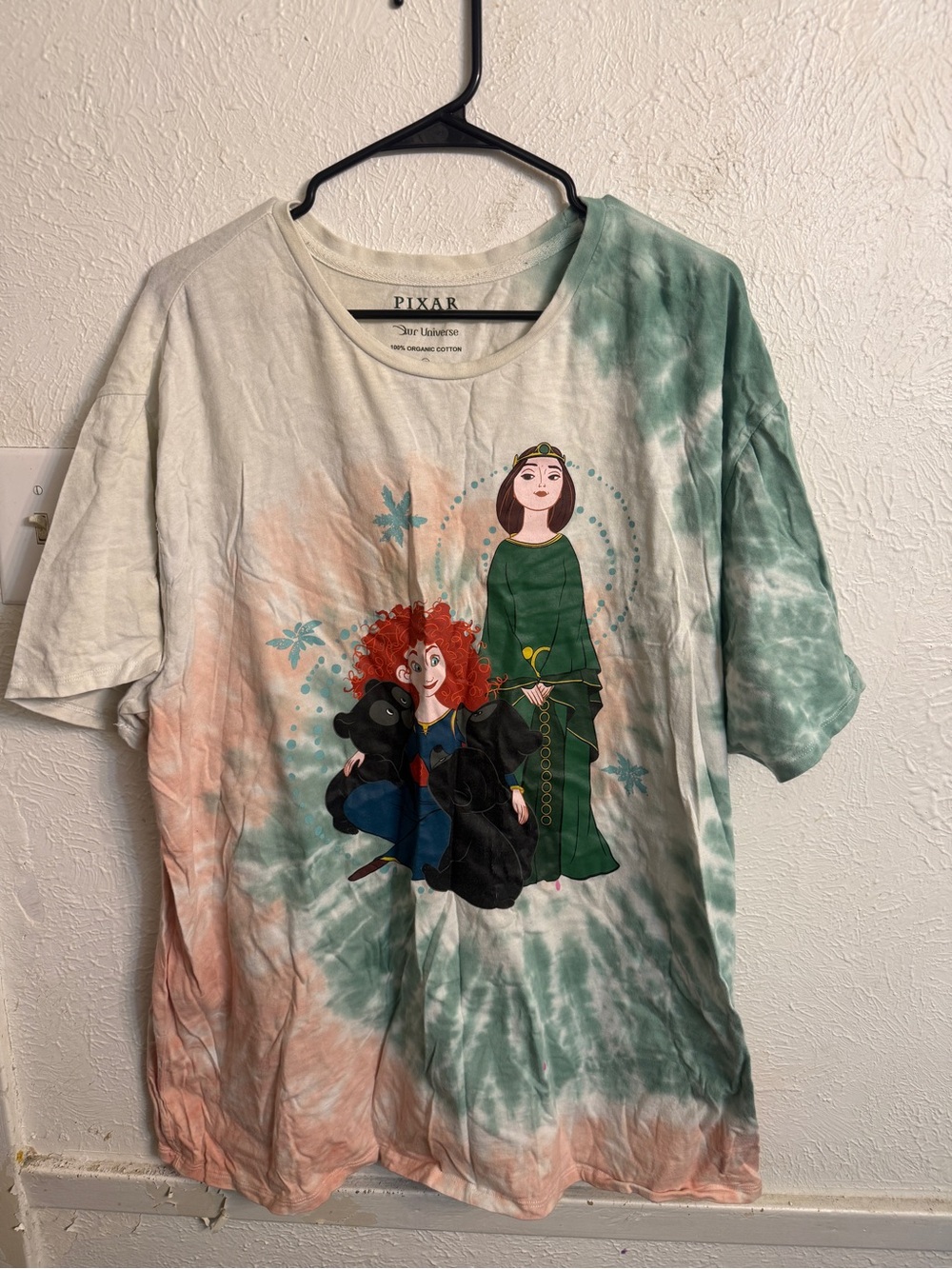 Women's Brave Tie-Dye T-Shirt with Merida and Elinor - Green & Peach